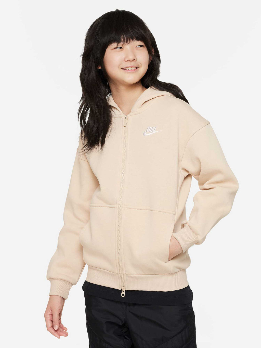 NIKE Суитшърт G NSW CLUB FLC OVRSZD FZ LBR