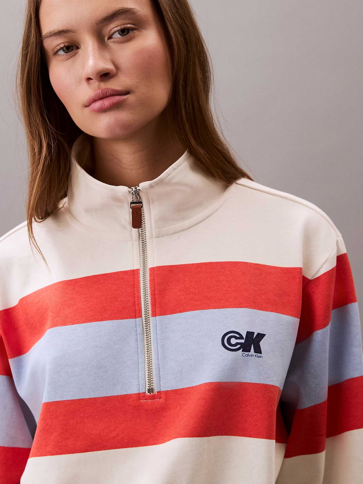 Calvin Klein Jeans Блуза RUGBY JERSEY 1/4 ZIP STRIPE TO
